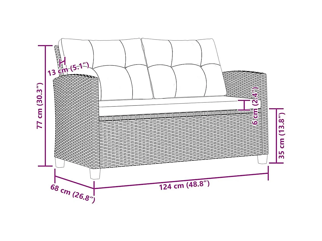 Salon de jardin 6 pcs avec coussins Résine tressée Gris foncé