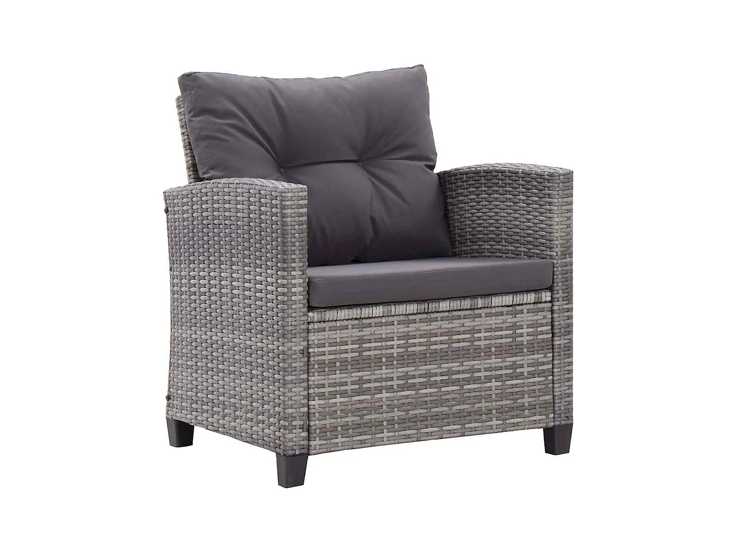 Salon de jardin 6 pcs avec coussins Résine tressée Gris foncé