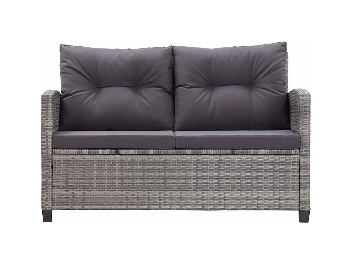 Salon de jardin 6 pcs avec coussins Résine tressée Gris foncé