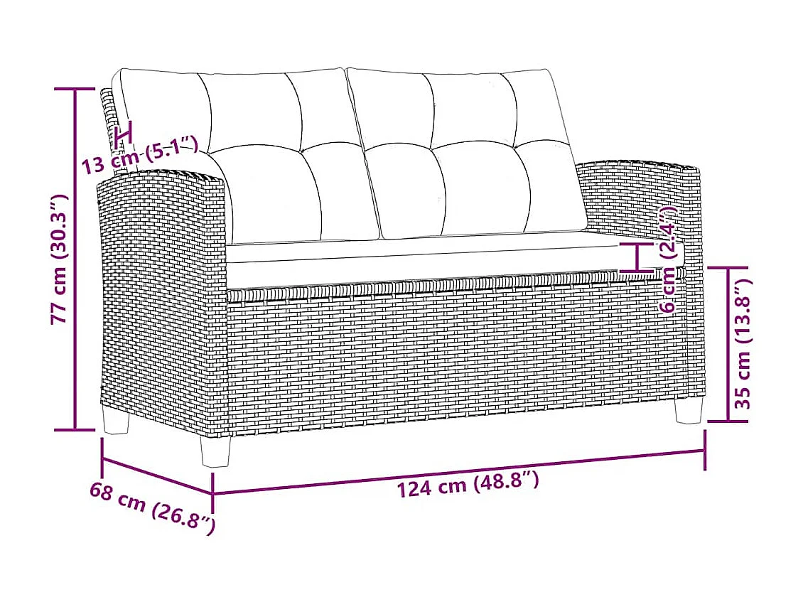 Salon de jardin 6 pcs avec coussins Résine tressée Gris foncé