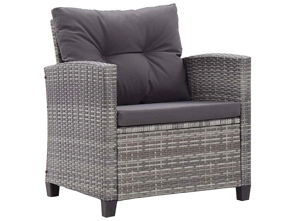 6-delige Loungeset met kussens poly rattan donkergrijs