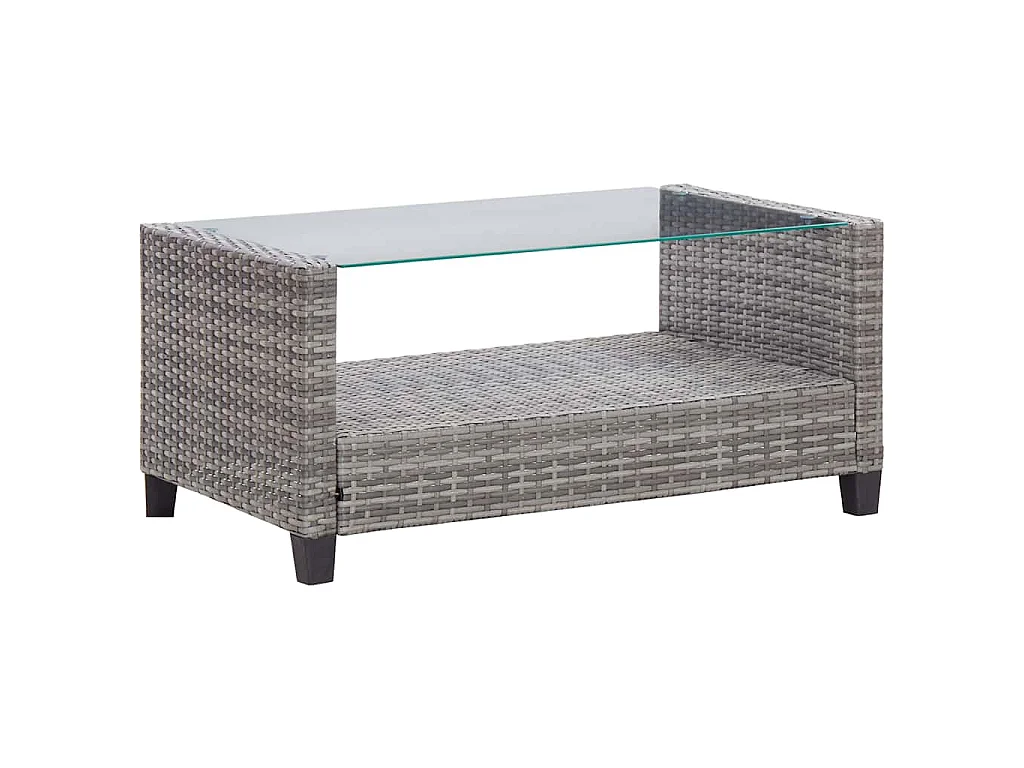 6-delige Loungeset met kussens poly rattan donkergrijs