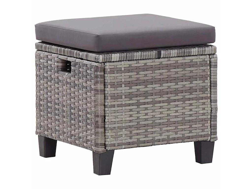 6-delige Loungeset met kussens poly rattan donkergrijs