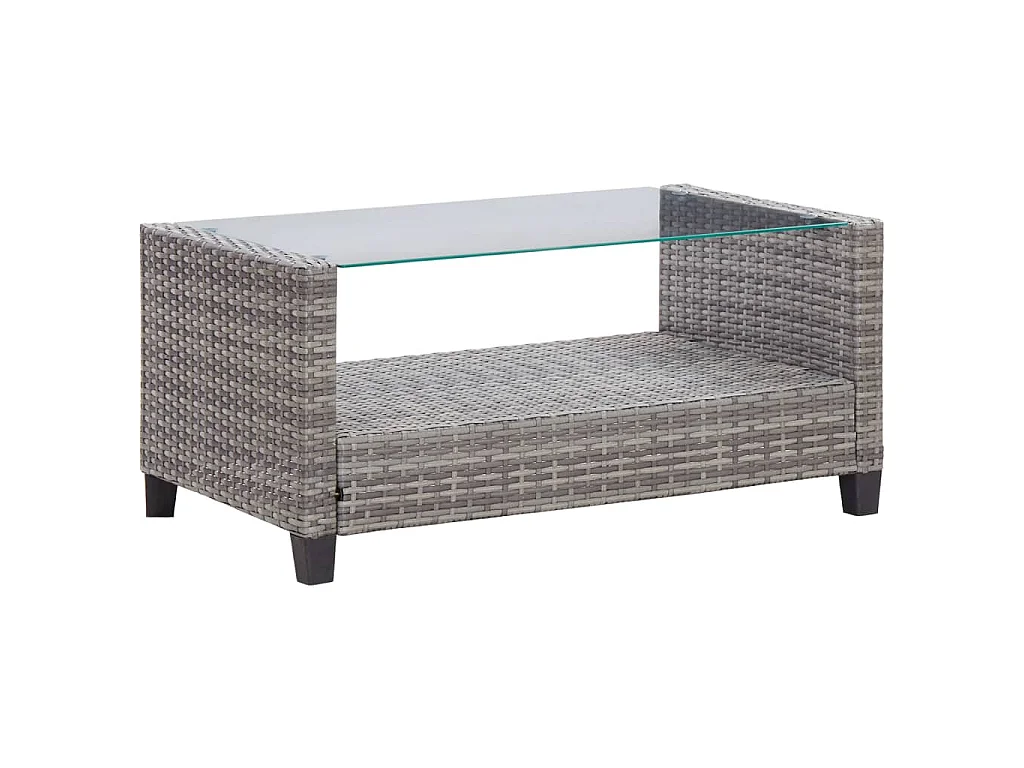 6-delige Loungeset met kussens poly rattan donkergrijs