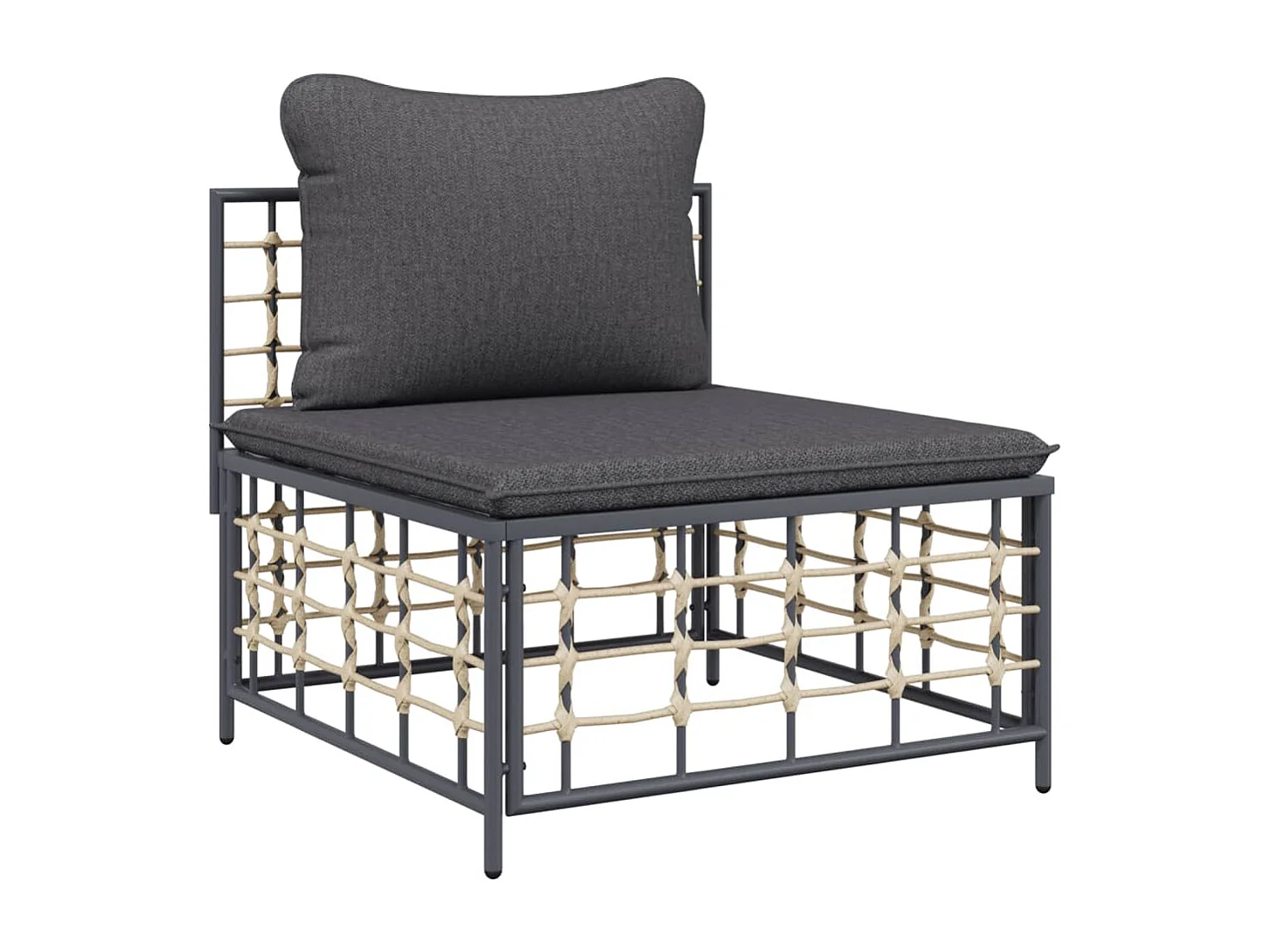 Salon de jardin 3 pcs avec coussins anthracite résine tressée