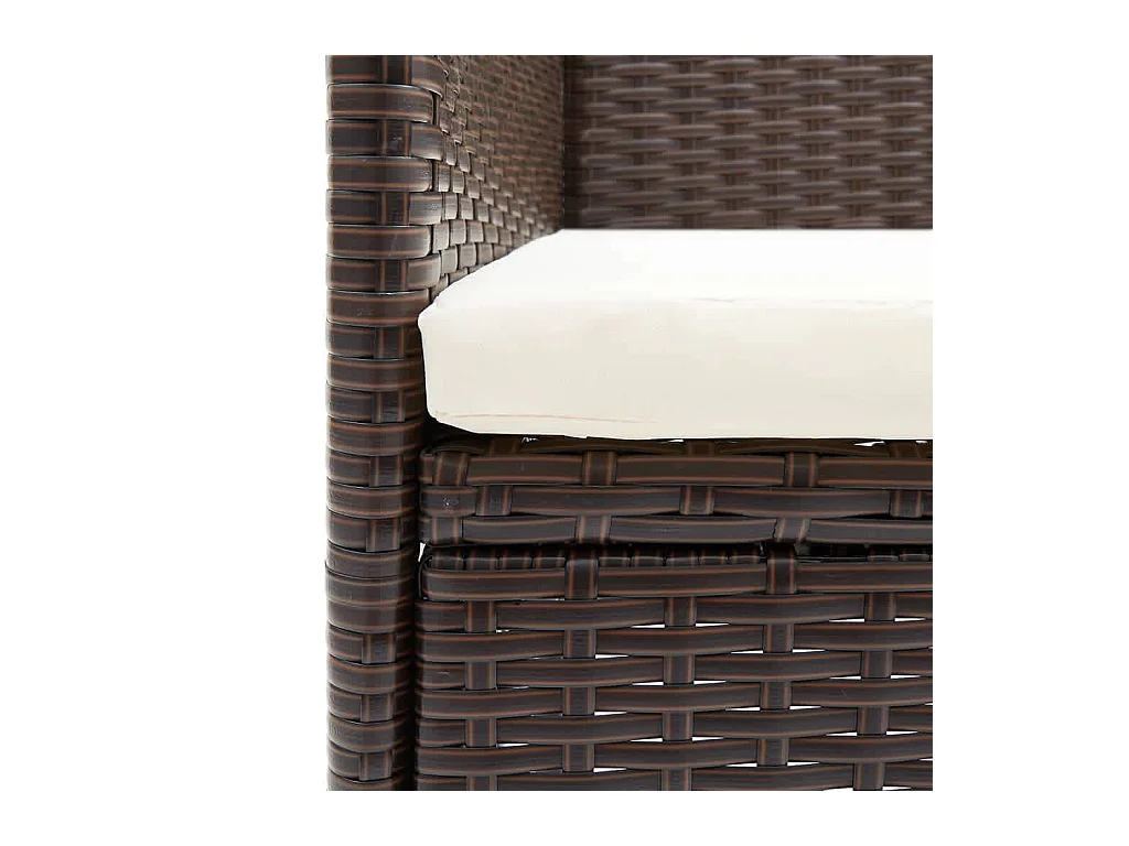 Ensemble à manger de jardin et coussins 5 pcs Poly rotin Marron