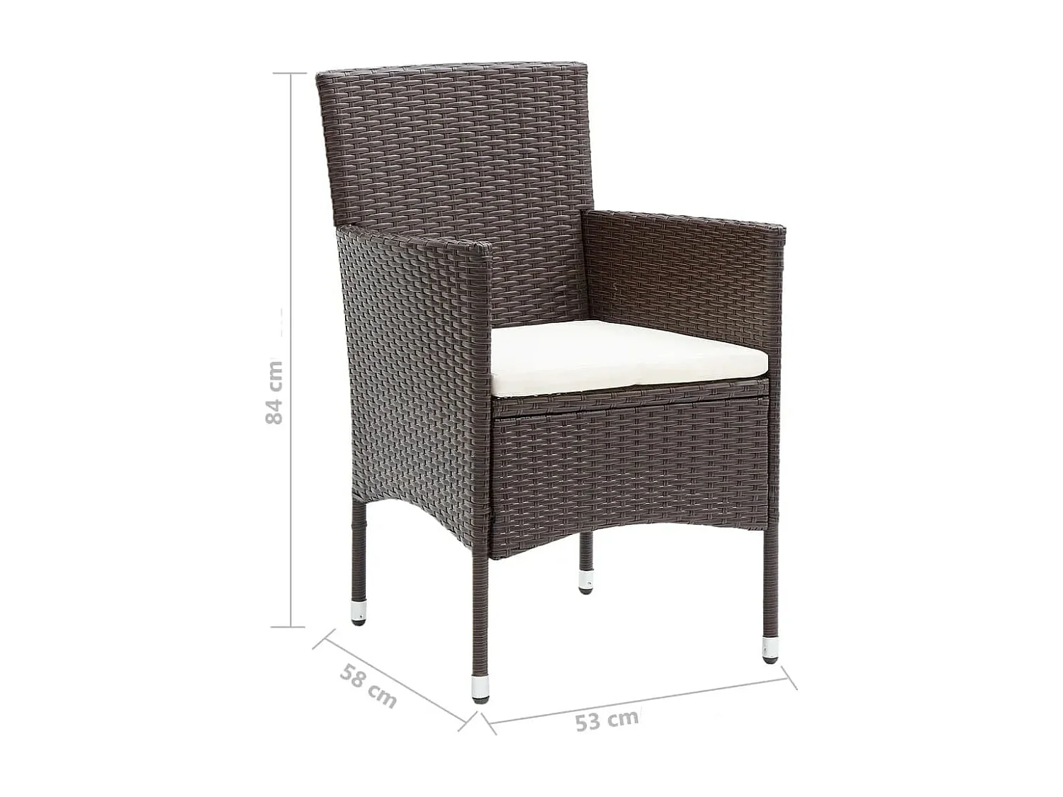 Ensemble à manger de jardin et coussins 5 pcs Poly rotin Marron