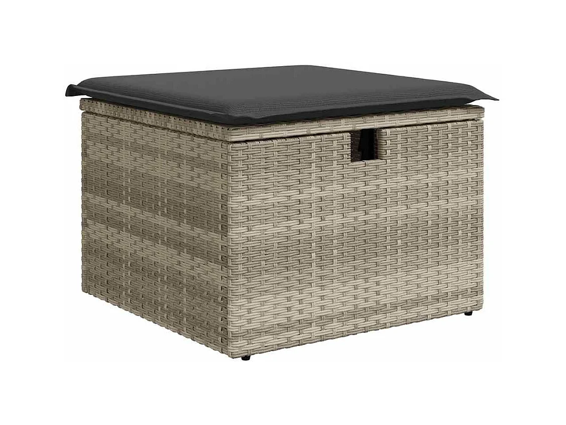 Set Divano da Giardino 5pz con Cuscini Grigio Chiaro Polyrattan