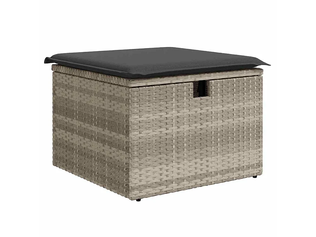 5-delige Loungeset met kussens poly rattan lichtgrijs