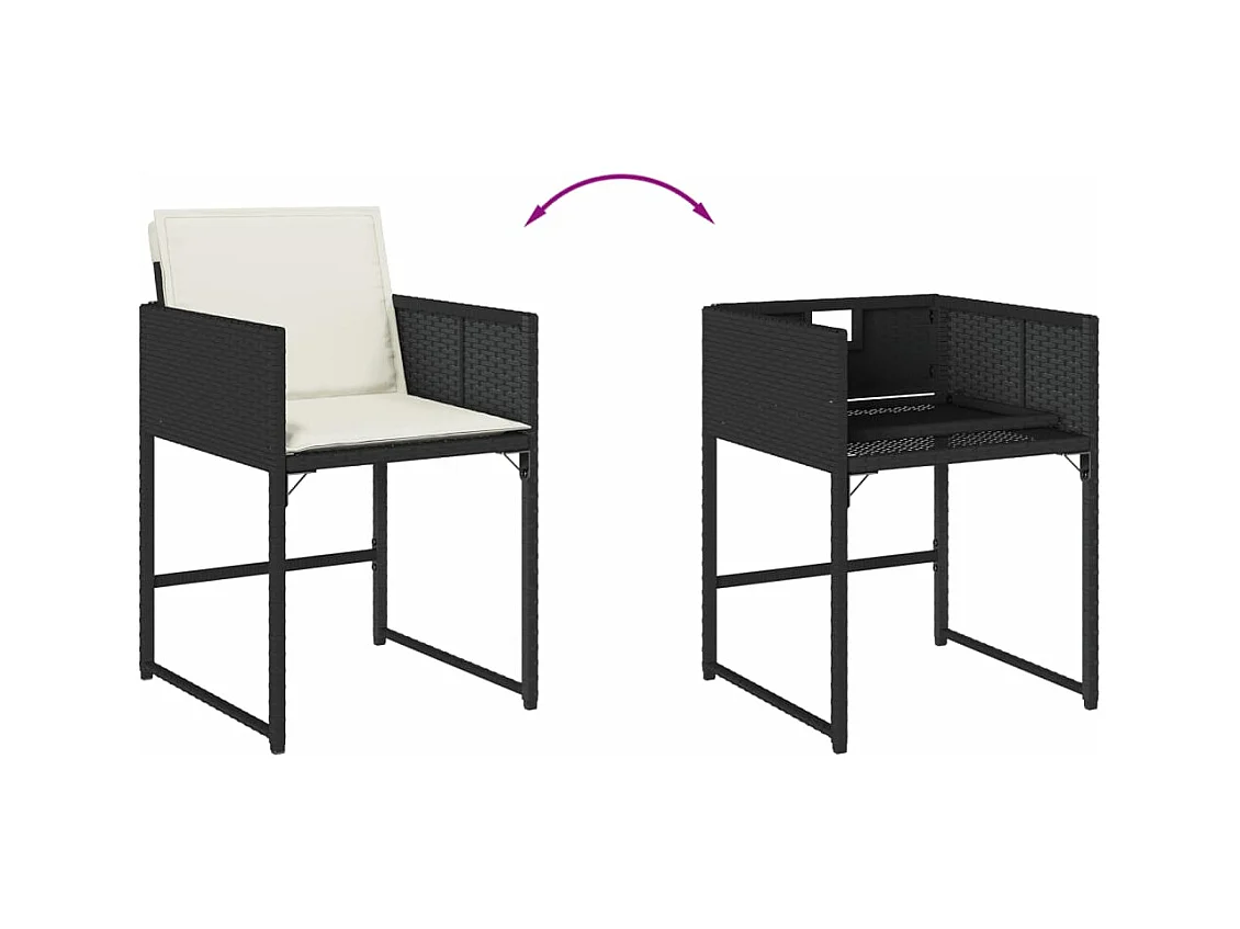 Ensemble à manger de jardin 17 pcs coussins noir résine tressée