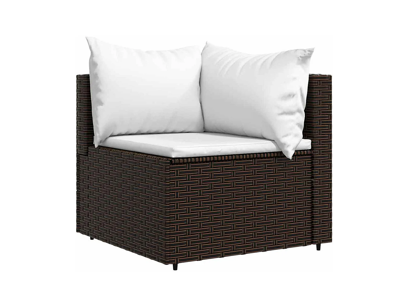 Salon de jardin 3 pcs avec coussins marron résine tressée