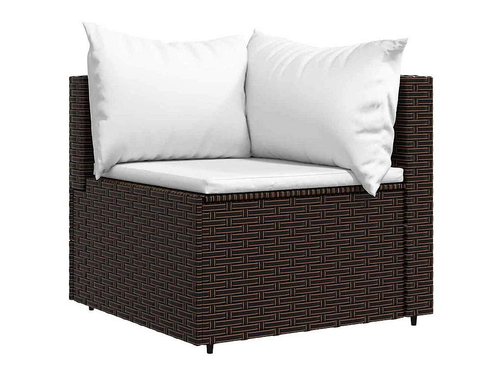 Set Mobili da Giardino 3 pz con Cuscini in Polyrattan Marrone