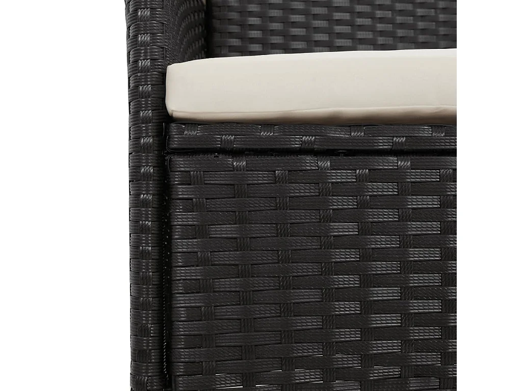 11-tlg. Garten-Essgruppe mit Kissen Schwarz Poly Rattan
