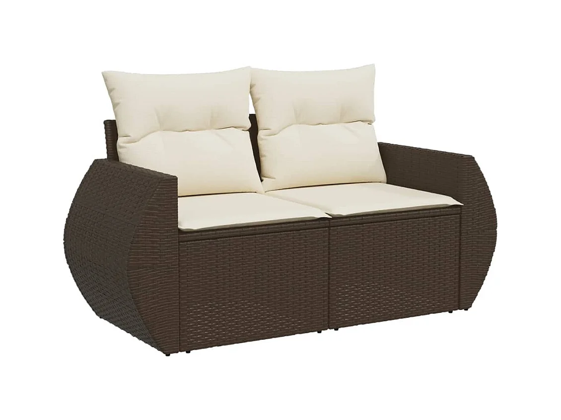 Set Divano da Giardino 5 pz con Cuscini Marrone in Polyrattan
