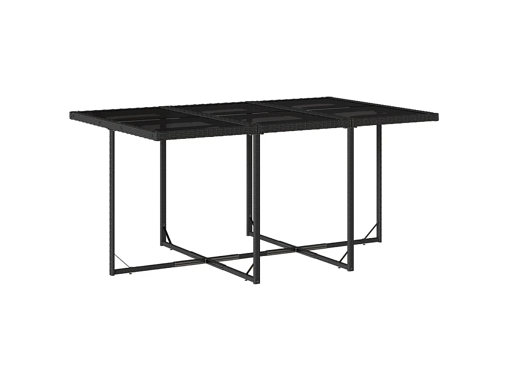 Ensemble à manger de jardin coussins 7pcs Noir Résine tressée