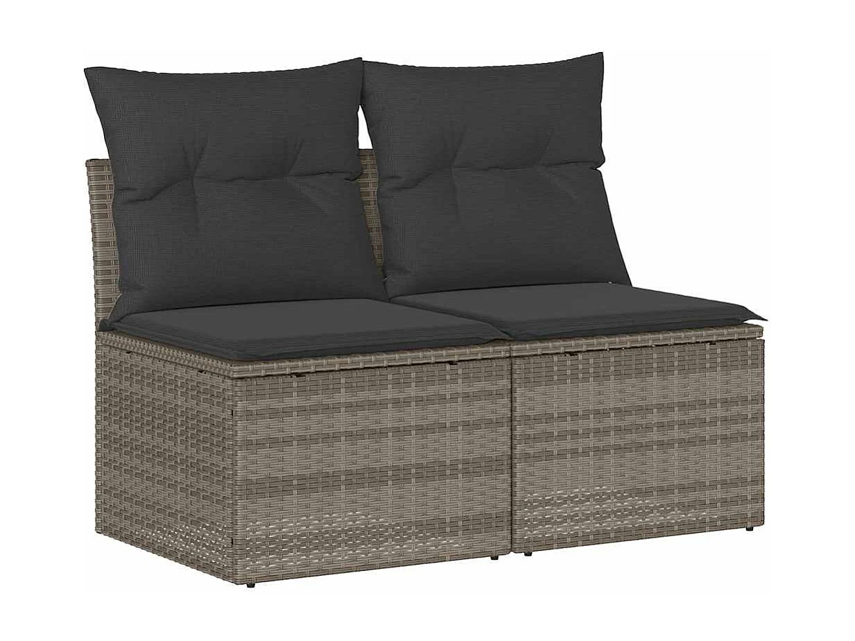 Divano Giardino 2pz con Cuscini Grigio Chiaro Polyrattan Acacia