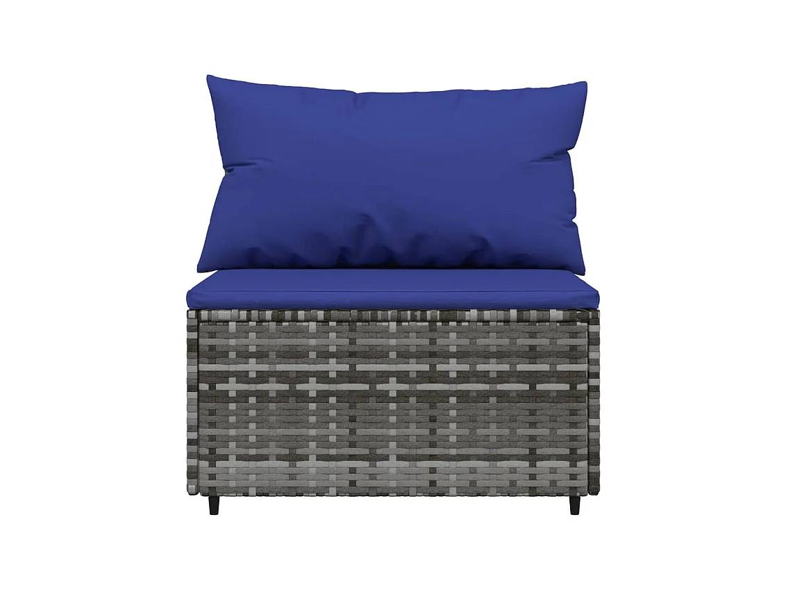 Salon de jardin 3 pcs avec coussins Gris Résine tressée