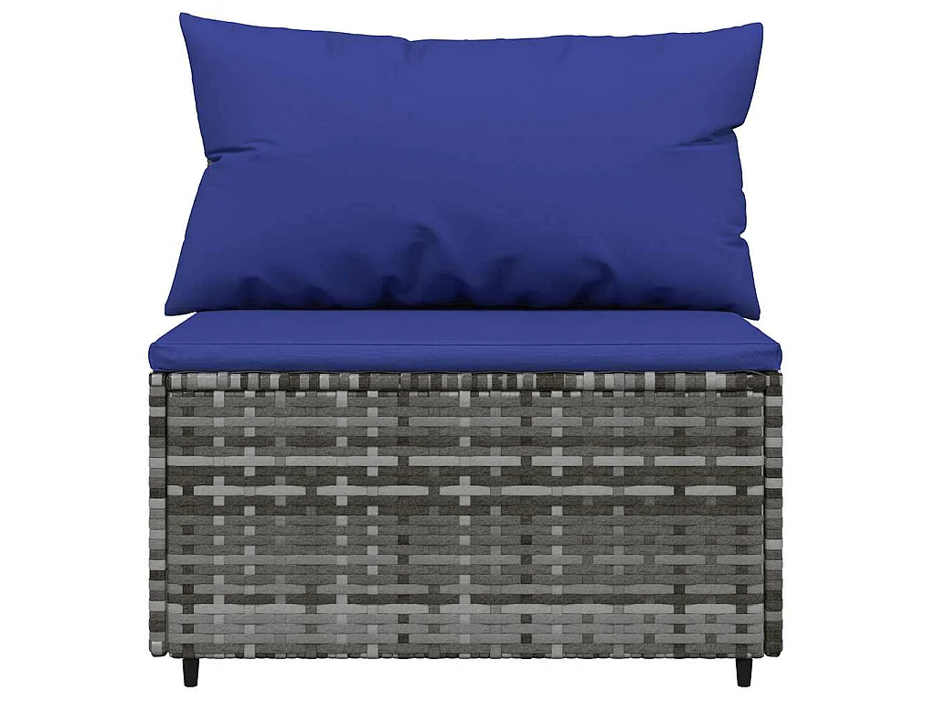 Salon de jardin 3 pcs avec coussins Gris Résine tressée