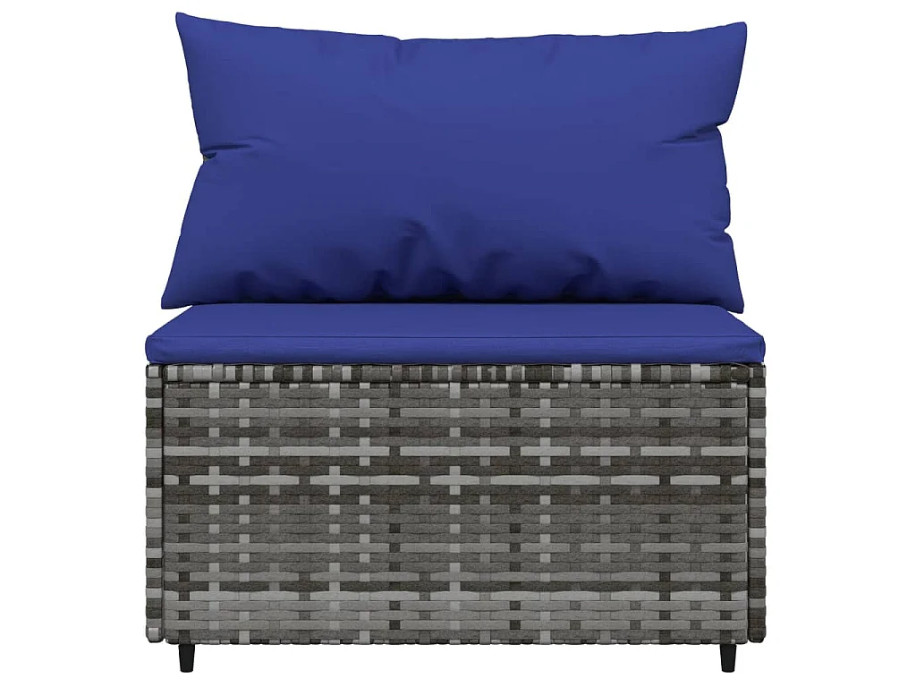 Salon de jardin 3 pcs avec coussins Gris Résine tressée