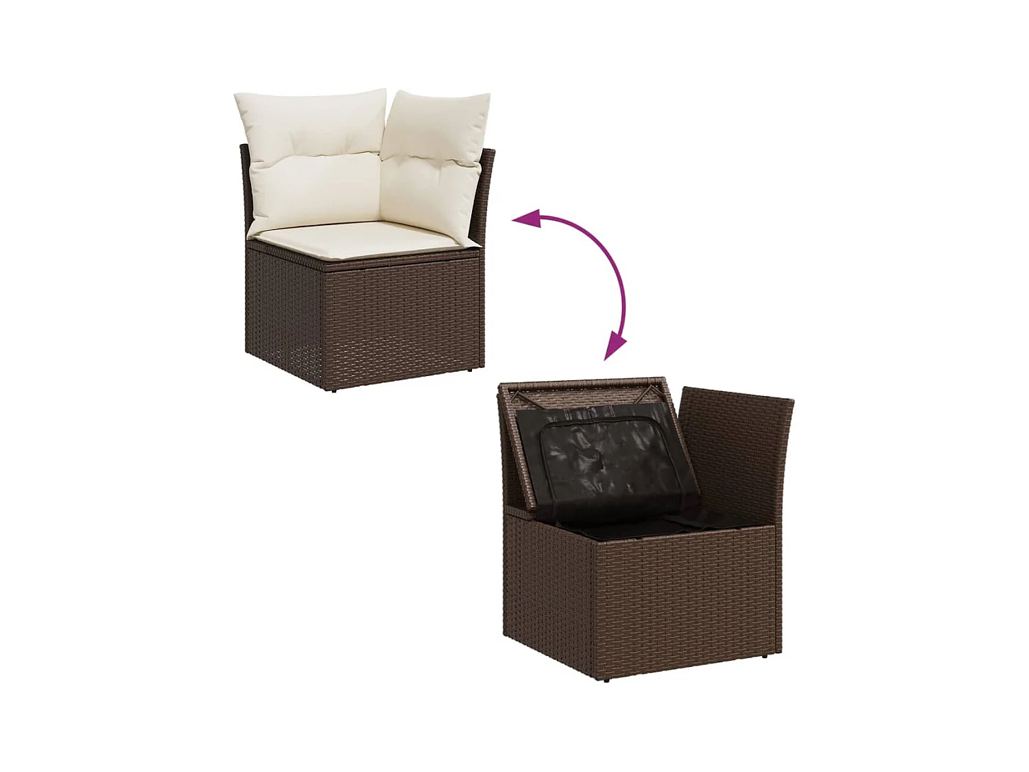 4-delige Loungeset met kussens poly rattan bruin