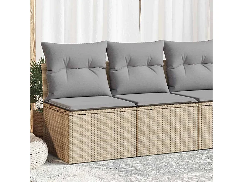Salon de jardin avec coussins 2 pcs beige résine tressée acacia