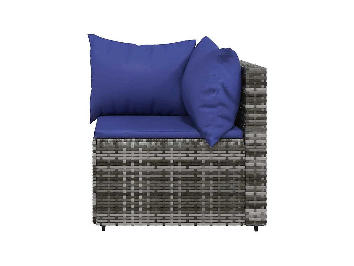 3-delige Loungeset met kussens poly rattan grijs