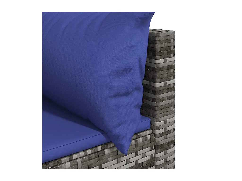 3-delige Loungeset met kussens poly rattan grijs