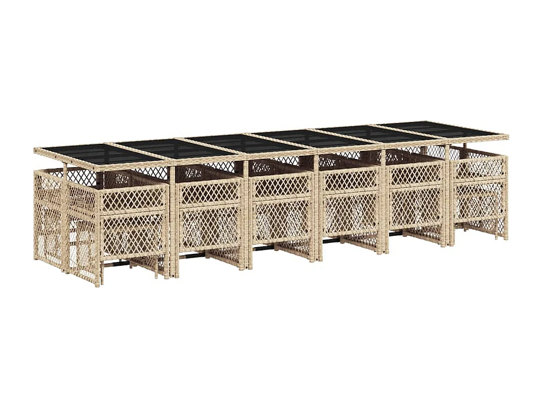 Ensemble à manger de jardin et coussins 17 pcs beige