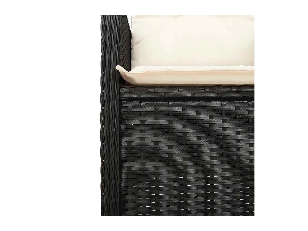 7-tlg. Garten-Bistro-Set mit Kissen Schwarz Poly Rattan