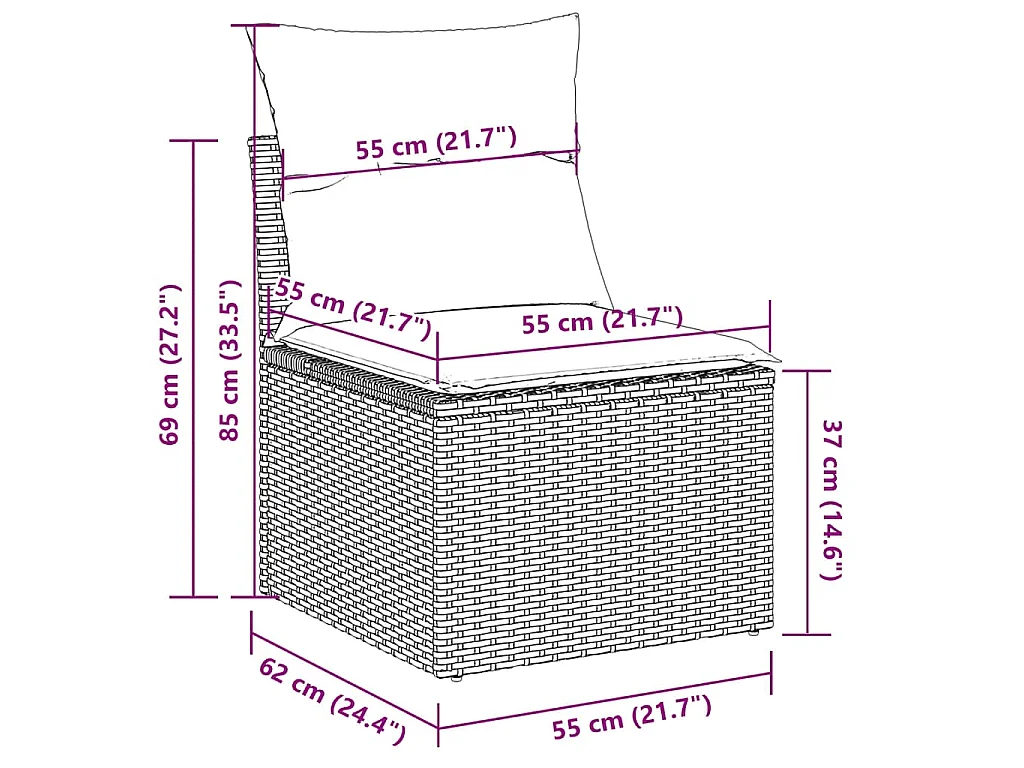 Set Divani da Giardino con Cuscini 2 pz Nero Polyrattan Acacia