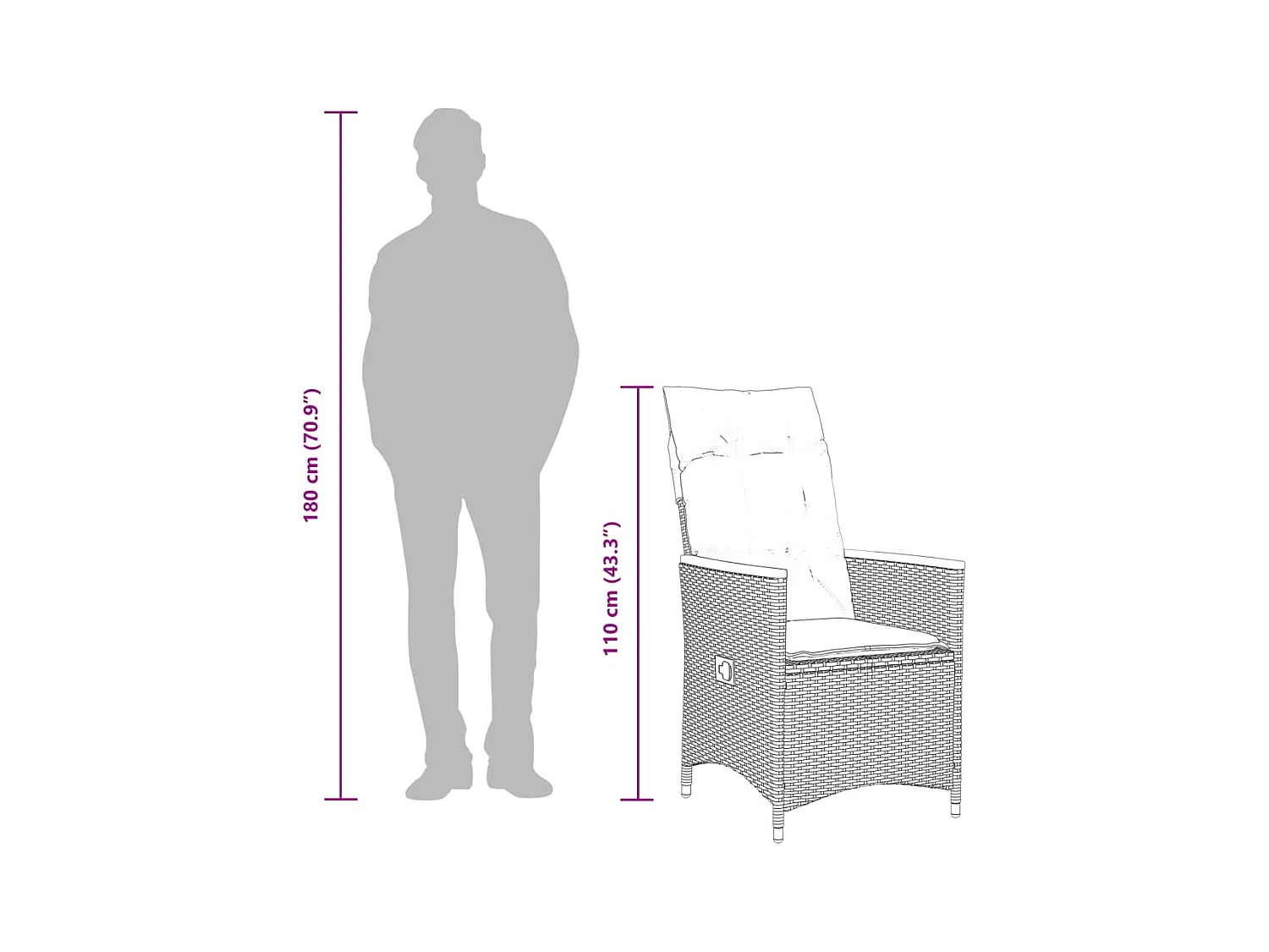 Ensemble à manger de jardin coussins 7 pcs noir résine tressée