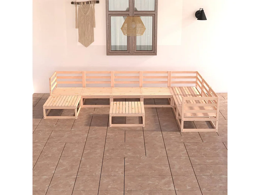 8 pcs conjunto lounge de jardim pinho maciço