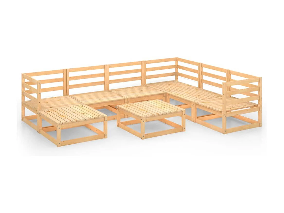 8 pcs conjunto lounge de jardim pinho maciço