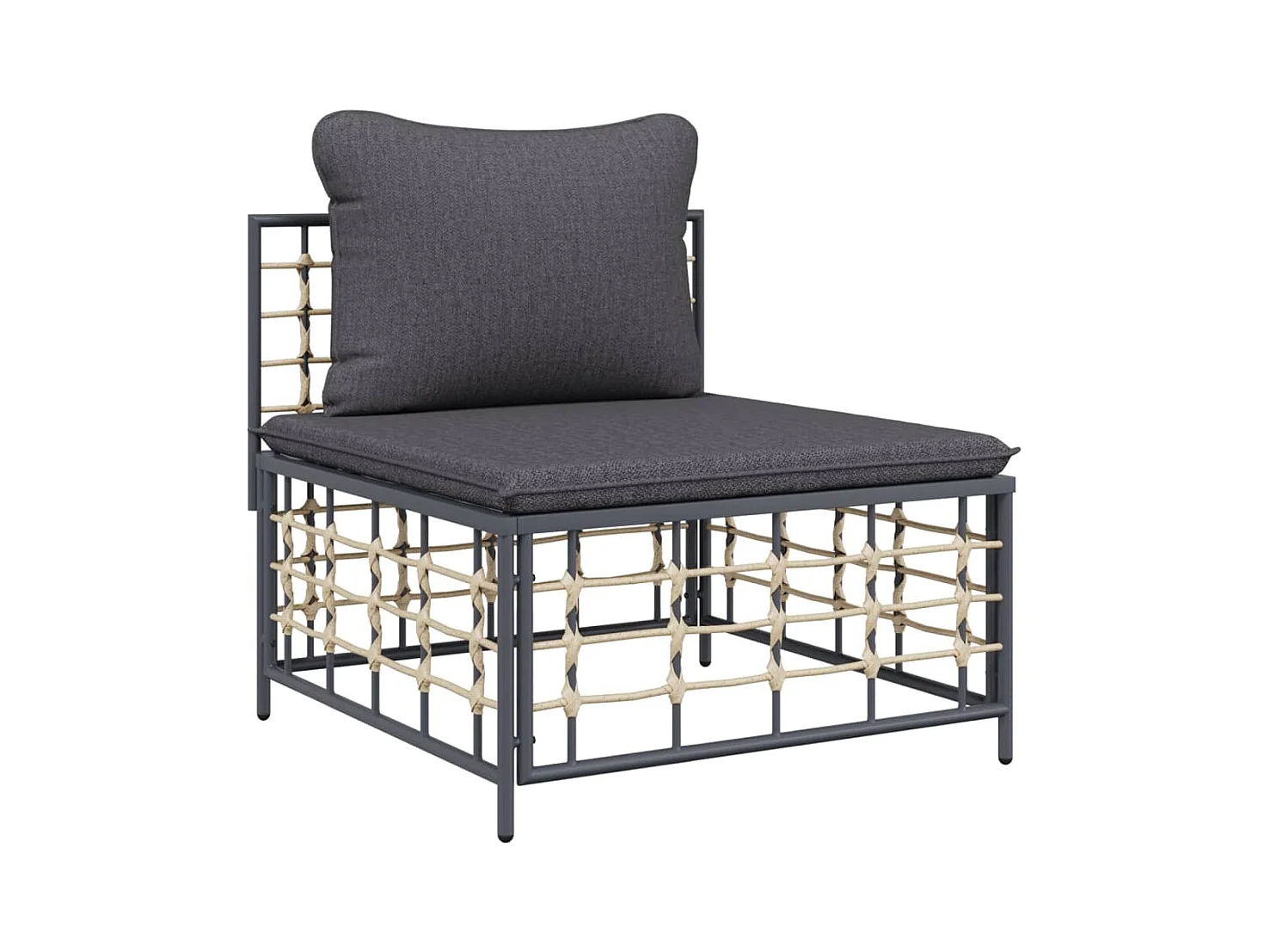 5-delige Loungeset met kussens poly rattan antracietkleurig