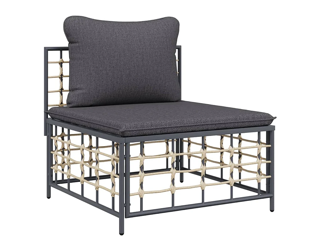 5-delige Loungeset met kussens poly rattan antracietkleurig