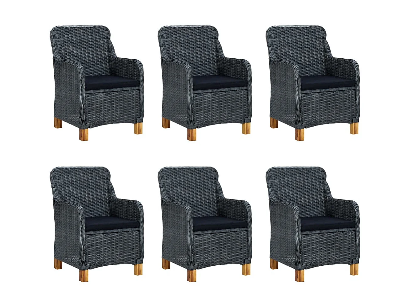 7 pcs conjunto de jantar para jardim cinzento-escuro