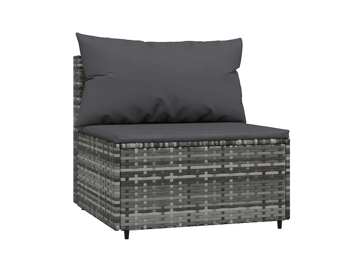 Salon de jardin 3 pcs avec coussins Gris Résine tressée