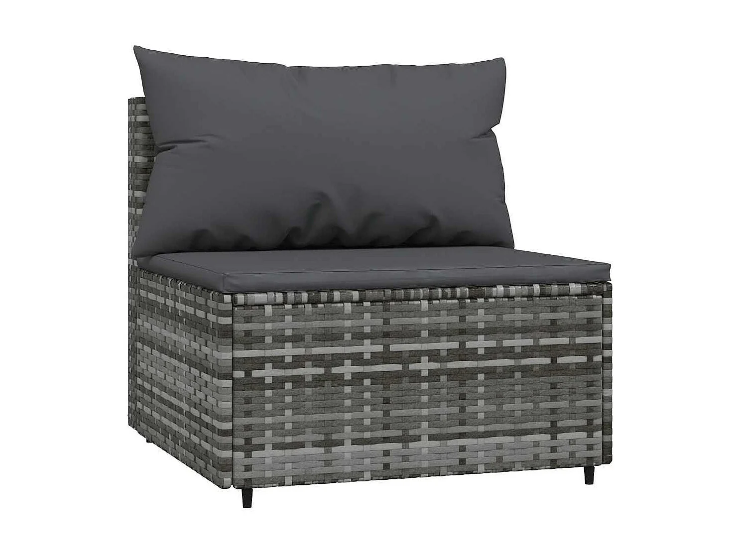 3 pcs conjunto lounge de jardim c/ almofadões vime PE cinzento