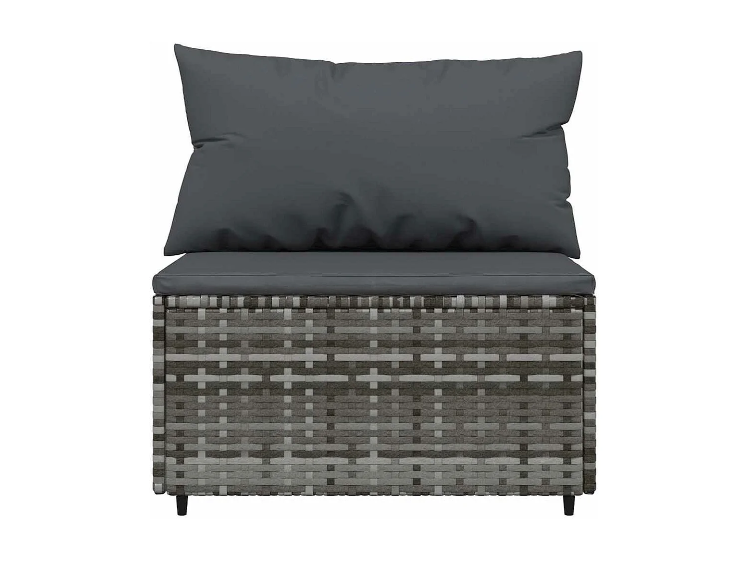 3 pcs conjunto lounge de jardim c/ almofadões vime PE cinzento