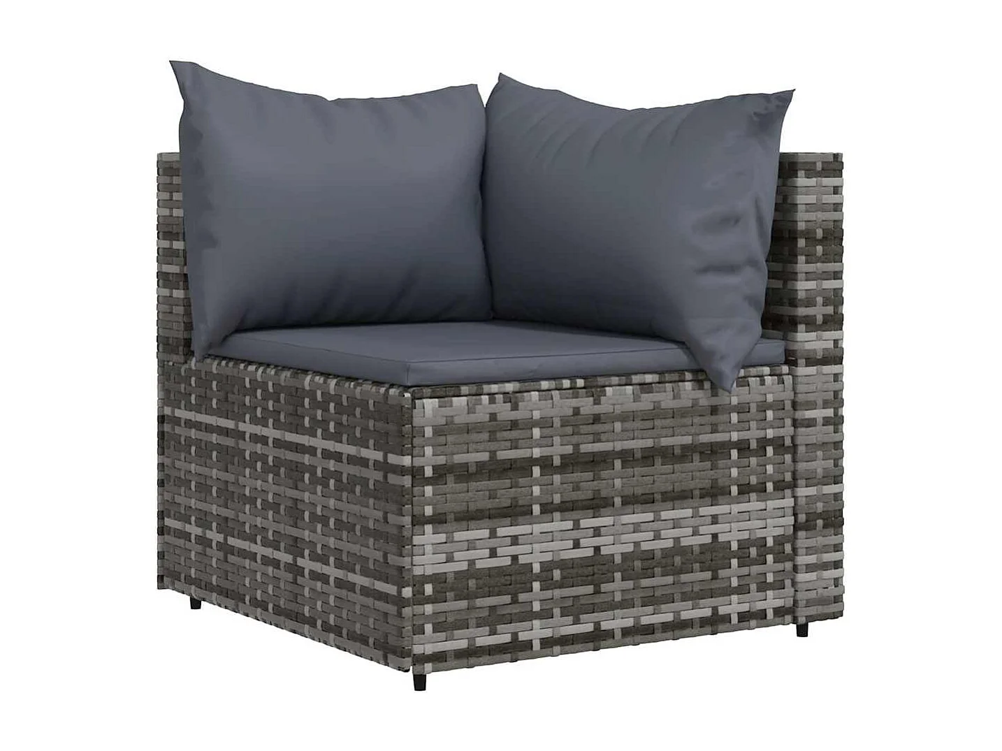 3-tlg. Garten-Lounge-Set mit Kissen Grau Poly Rattan