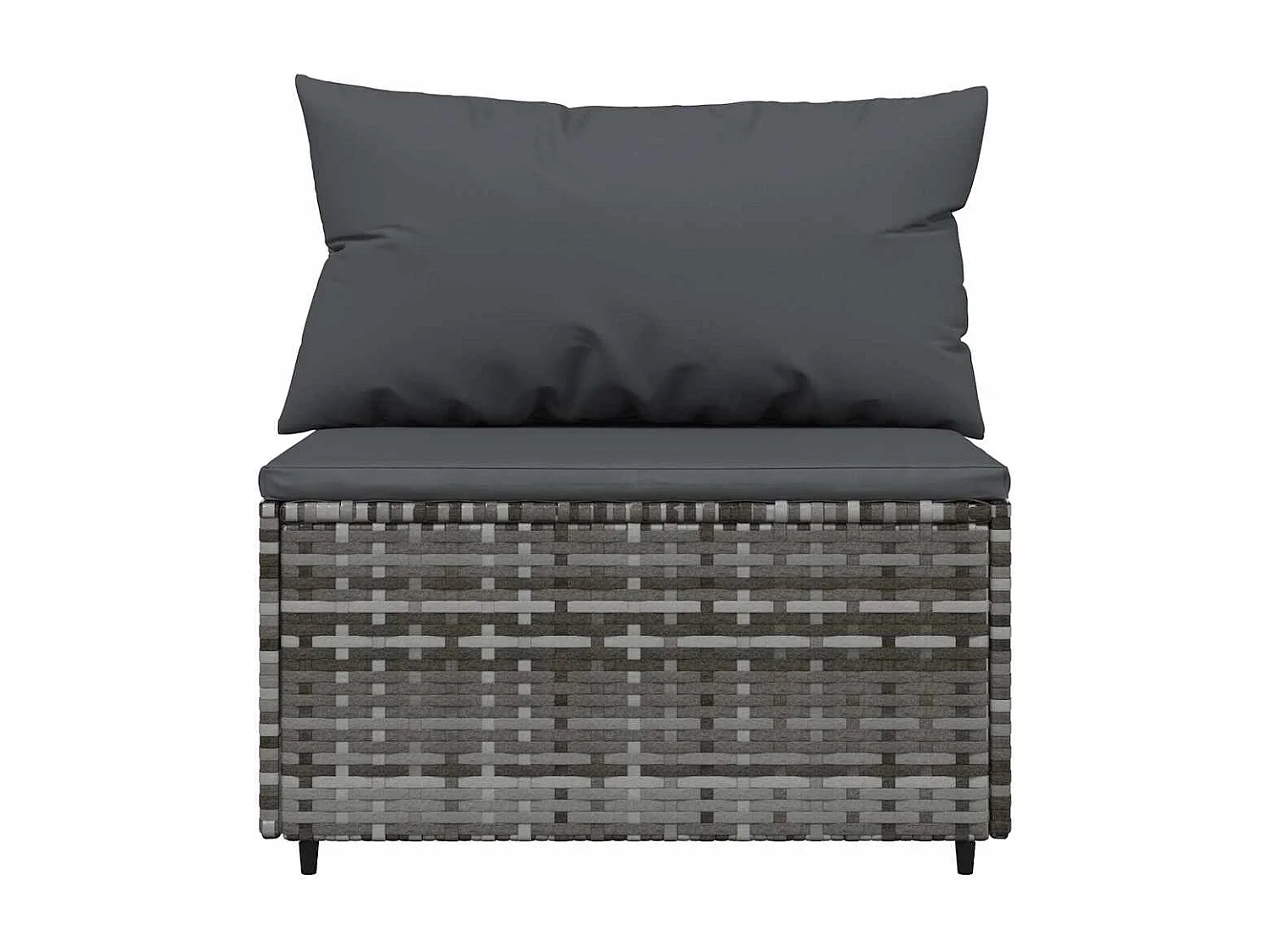 3-tlg. Garten-Lounge-Set mit Kissen Grau Poly Rattan