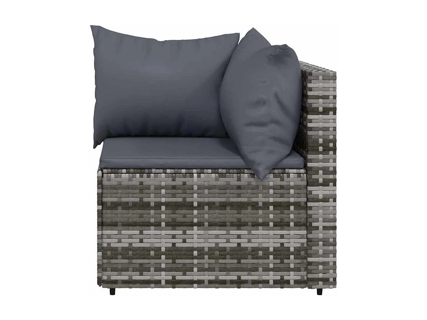 3-tlg. Garten-Lounge-Set mit Kissen Grau Poly Rattan