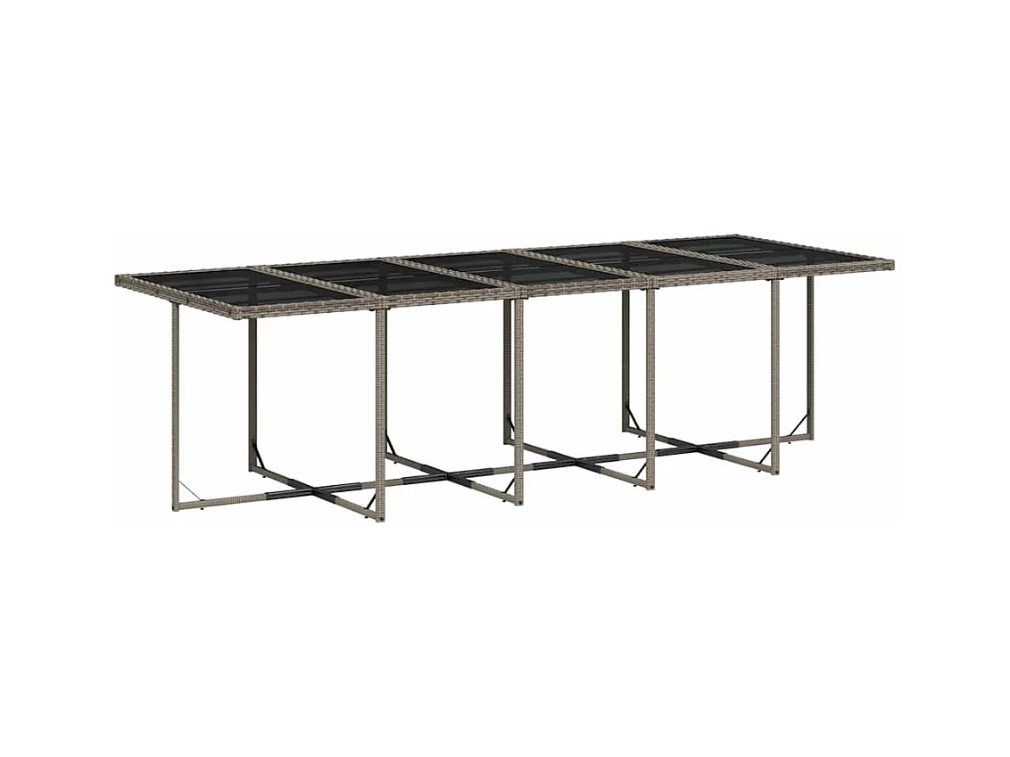 Ensemble à manger de jardin 15 pcs coussins gris résine tressée