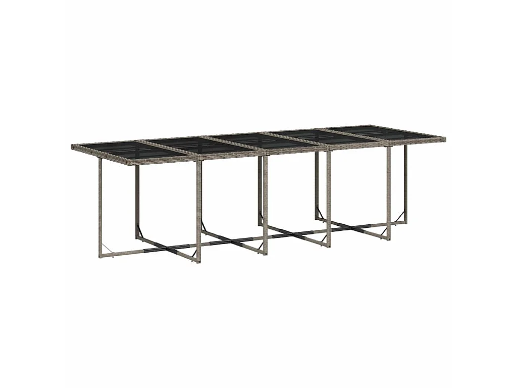 Set comedor de jardín con cojines 15 pzas ratán sintético gris