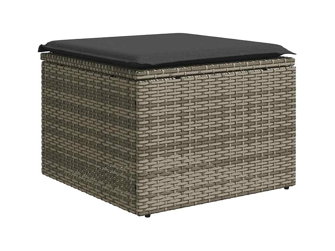 Salon de jardin 2 pcs avec coussins gris résine tressée acacia