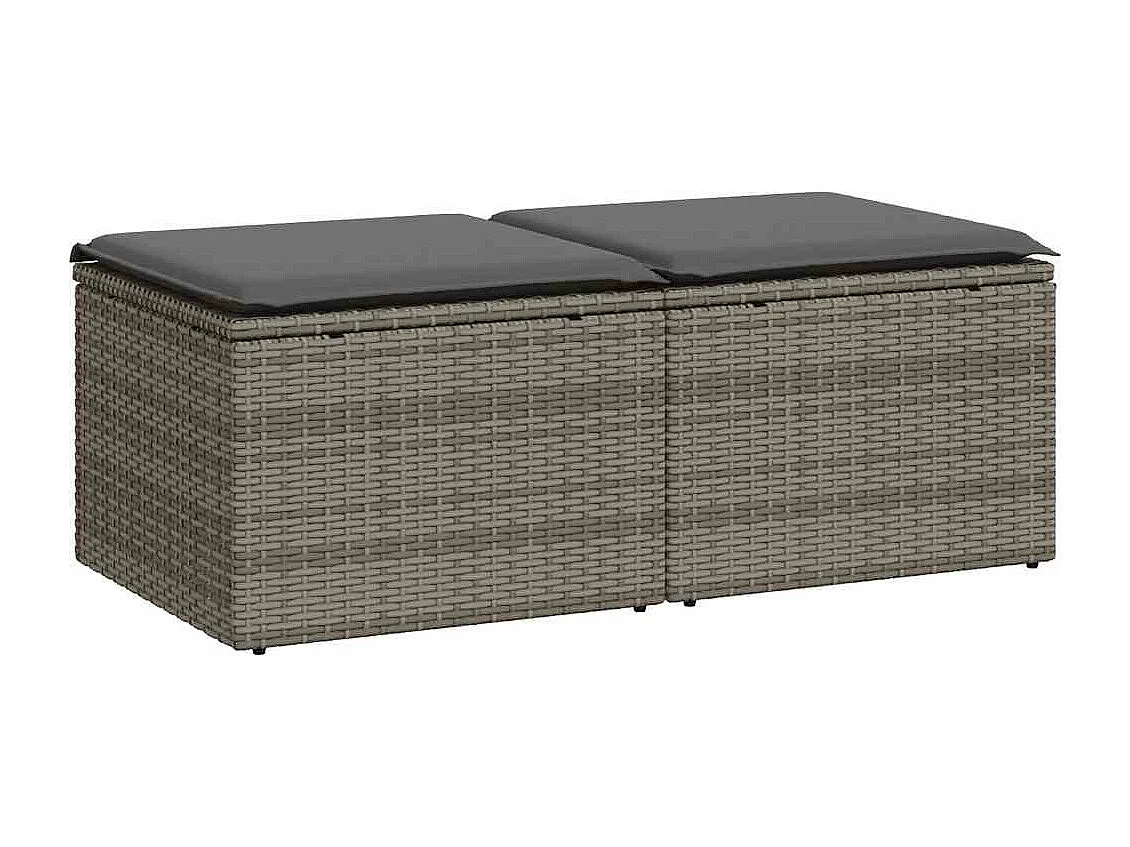 2 pcs conjunto sofás jardim almofadões vime PE/acácia cinzento