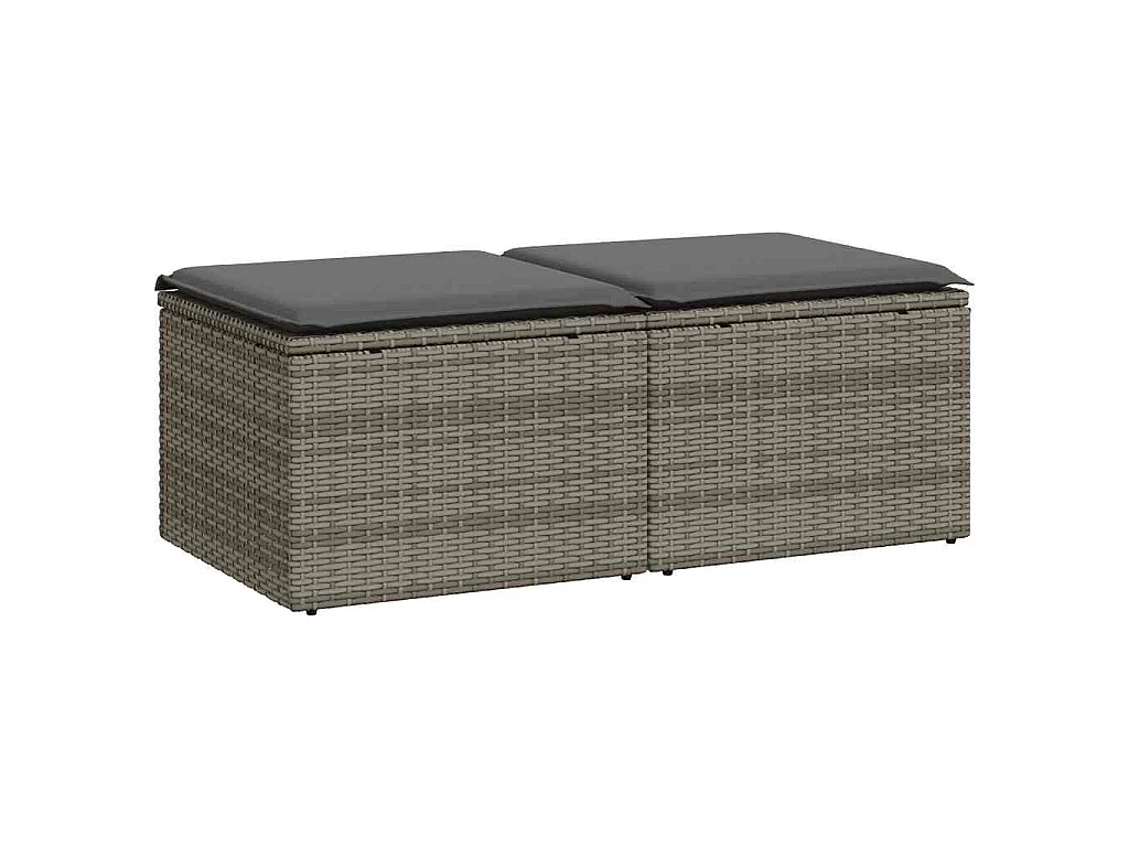 Salon de jardin 2 pcs avec coussins gris résine tressée acacia