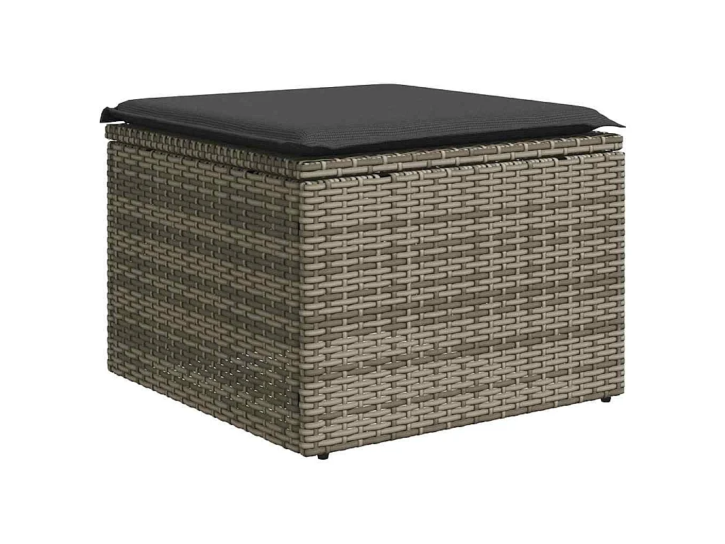 Salon de jardin 2 pcs avec coussins gris résine tressée acacia