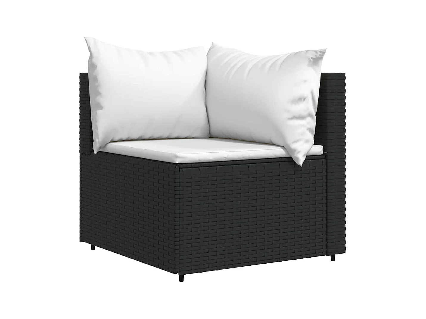 4-delige Loungeset met kussens poly rattan zwart