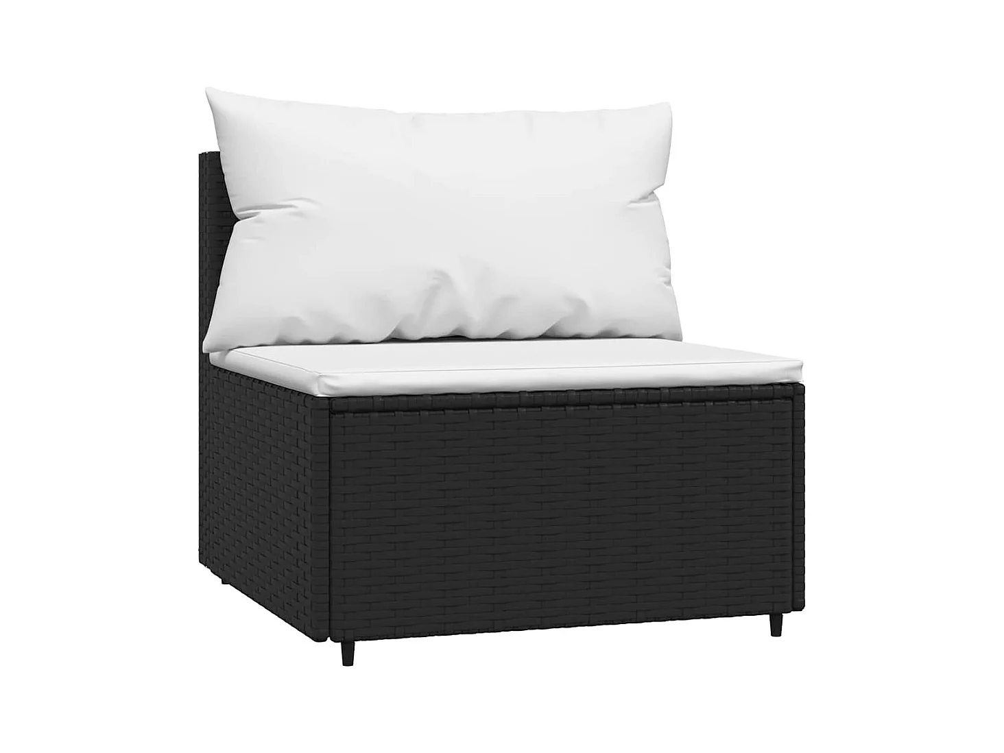 4 pcs conjunto lounge de jardim c/ almofadões vime PE preto